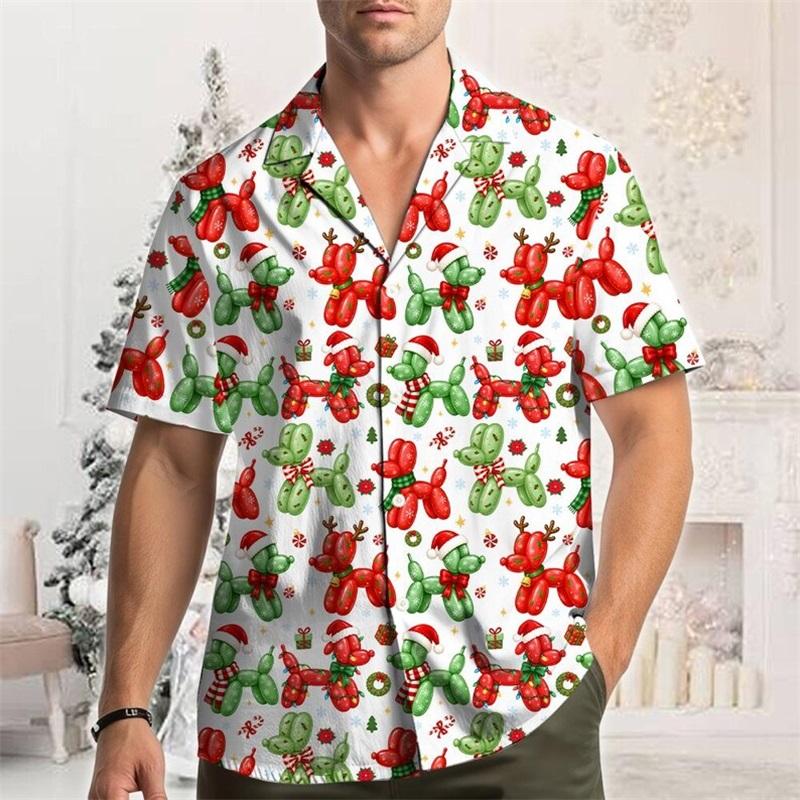 Fashion Unisex Shirts Christmas Thanksgiving Santa Skeleton Turkey Print Shirt Tops Casual Party Tops Street Retro Men's Women's Shirt