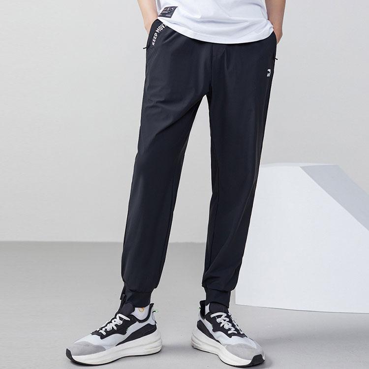 Anta Solid Color Logo Print Elastic Waist Sports Pants Men bottoms Black 152238303-1