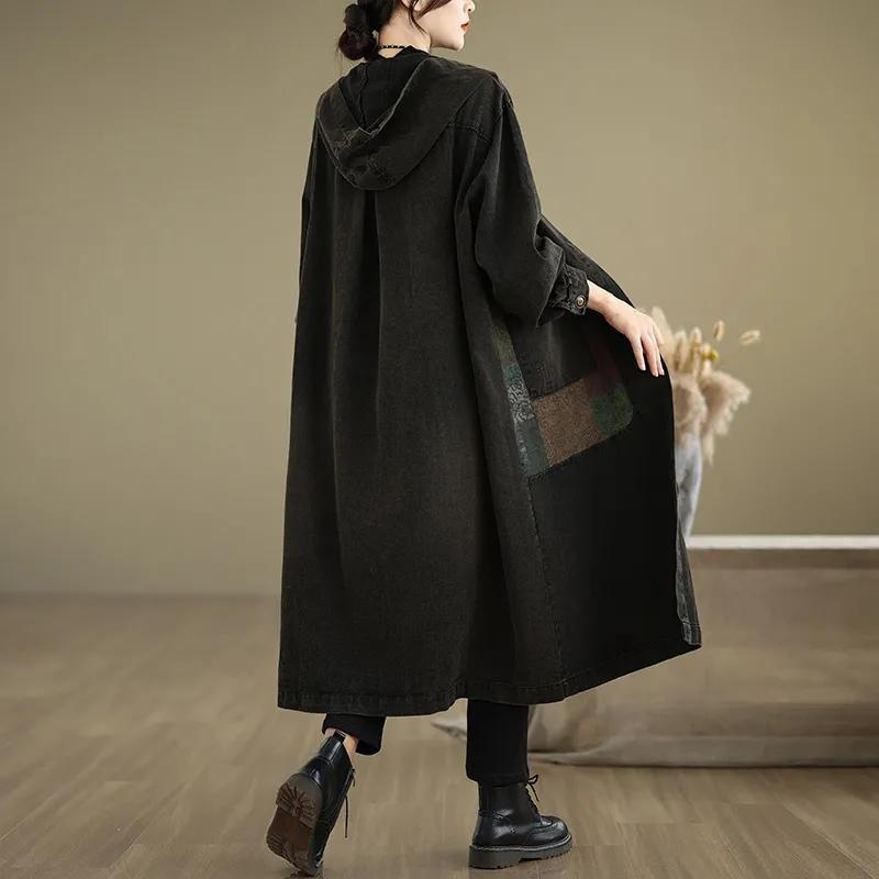 Herbst Denim Plus Größe Jacken Casual Frauen Lose Ärmellose Lange Mantel Vintage Dame Tops