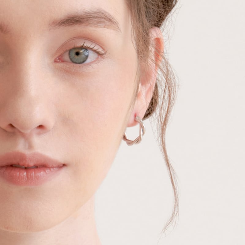 

halden twist line one touch ring earrings (E048_silver) silver