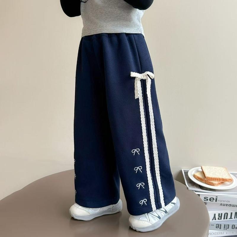 Mädchen Schleife Gerade Hosen Herbst Frühling Kinder Mode Weite Hosen Herbst Neu Kinder Elastisch Lässig Jogginghosen