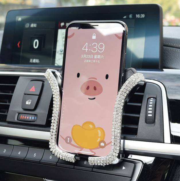 

Автомобільний тримач для телефону зі стразами Bling Crystal Universal Auto Air Vent Mount Автомобільні аксесуари для жінок