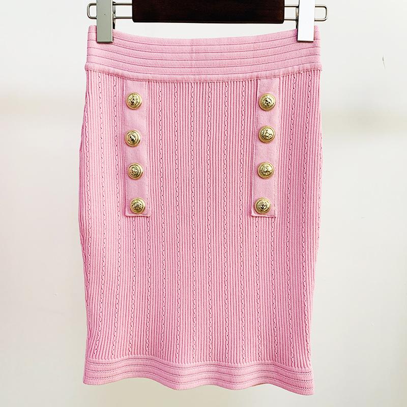High Street Fashion Spring 2026 Pink Slim Fit Knit Cardigan with Lion Buttons