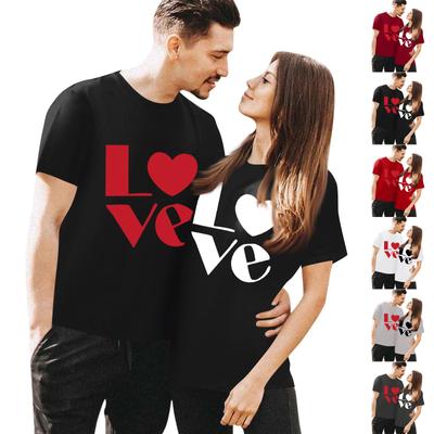 Men's Casual Round Neck Short Sleeve Pullover Valentine's Day Printed T-Shirt