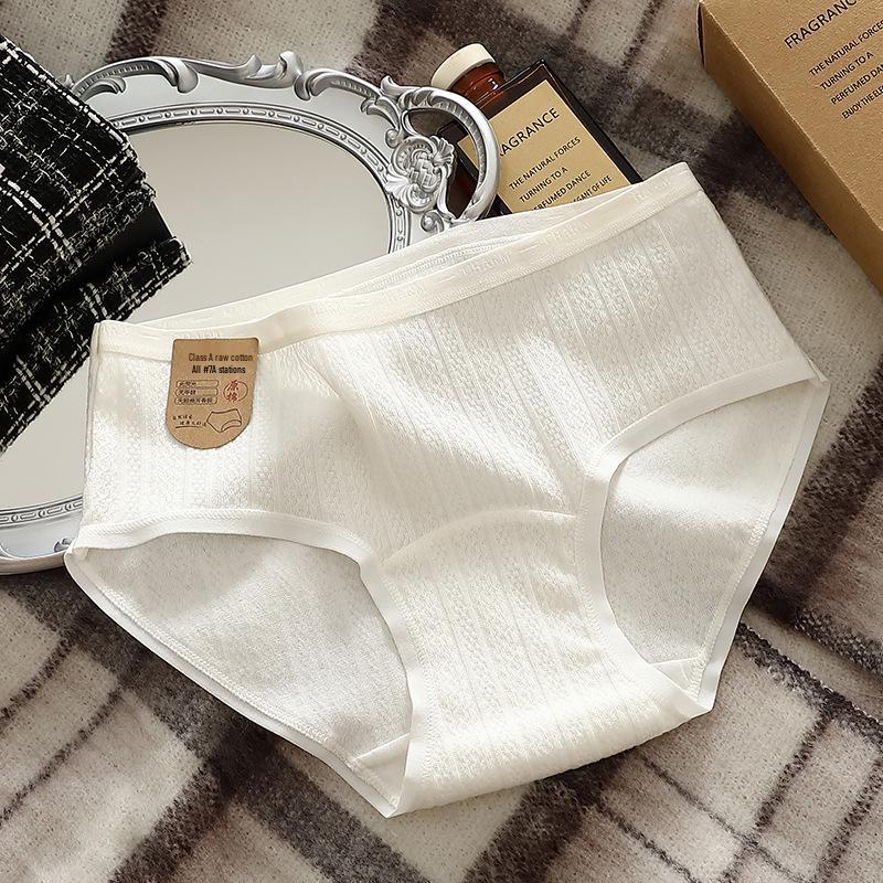 

Трусы-слипы для девочек класса А с очень длинной хлопковой ластовицей: Дышащие, Белые Трусики-Треугольники Средней Посадки M-L