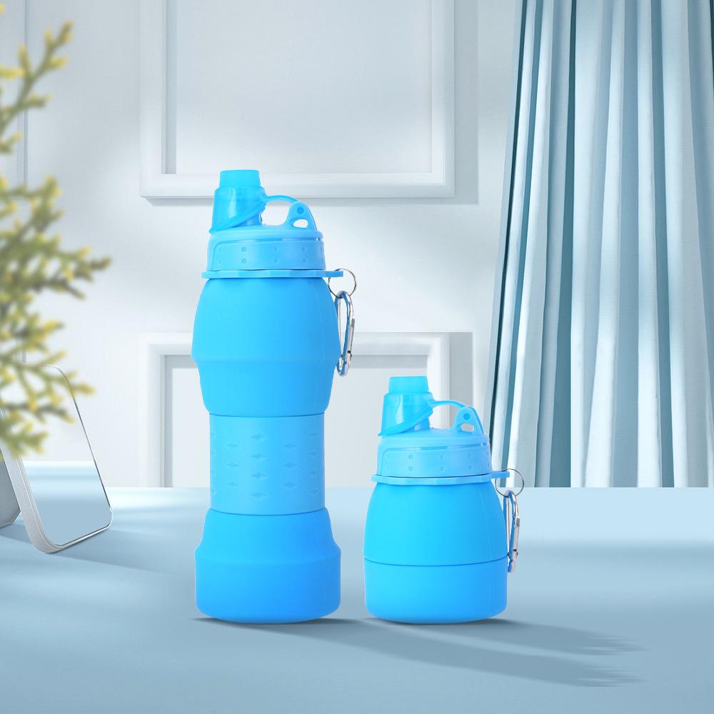 

Портативная силиконовая бутылка для воды с цветными блоками для путешествий, фитнеса и спорта 600ml темно-серого