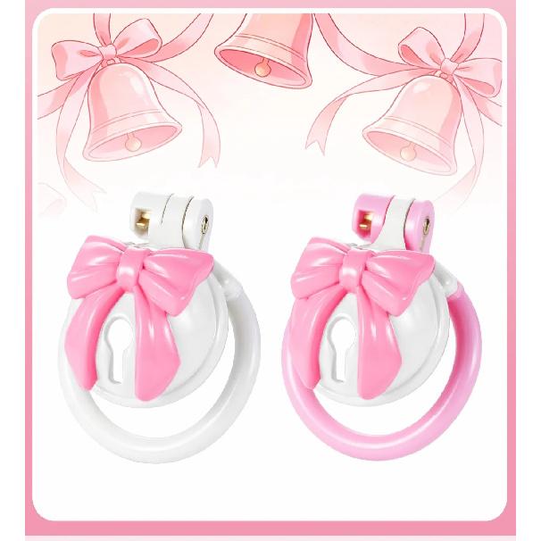 Pink Bow Chastity Cages Sissy Gay Two-tone Craft Chastity Locks Male Locks Pseudo Sissy Chastity Device Escape-proof Cheat-proof