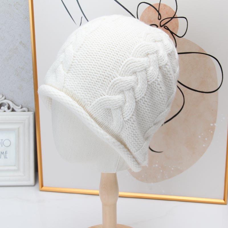 Autumn and Winter High-quality Wool Fashion Crimping Temperament Versatile Pullover Hat Solid Color Simple Warm Elegance Stacking Hat
