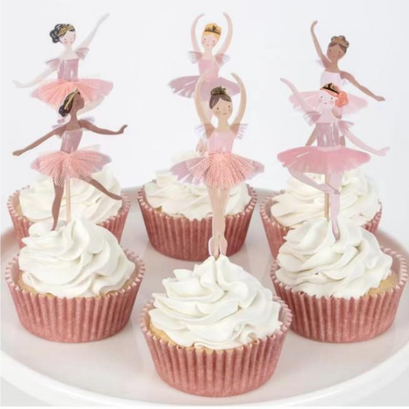 12PCS Ballet Dancer Cake Topper Girls Birthday Cake Decoration Ballet Theme Party Decoration Wedding Baby Shower Cake Decor