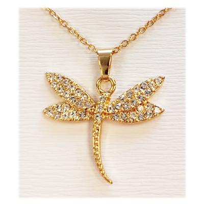 [R8132] - Golden White 'Dragonfly' Designer Necklace - 25x25 Mm