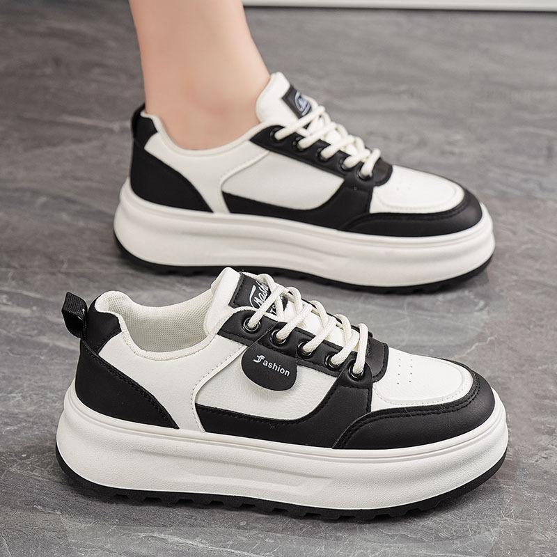 Thick soled white shoes for women mesh shoes for autumn  breathable and casual sports board shoes for students