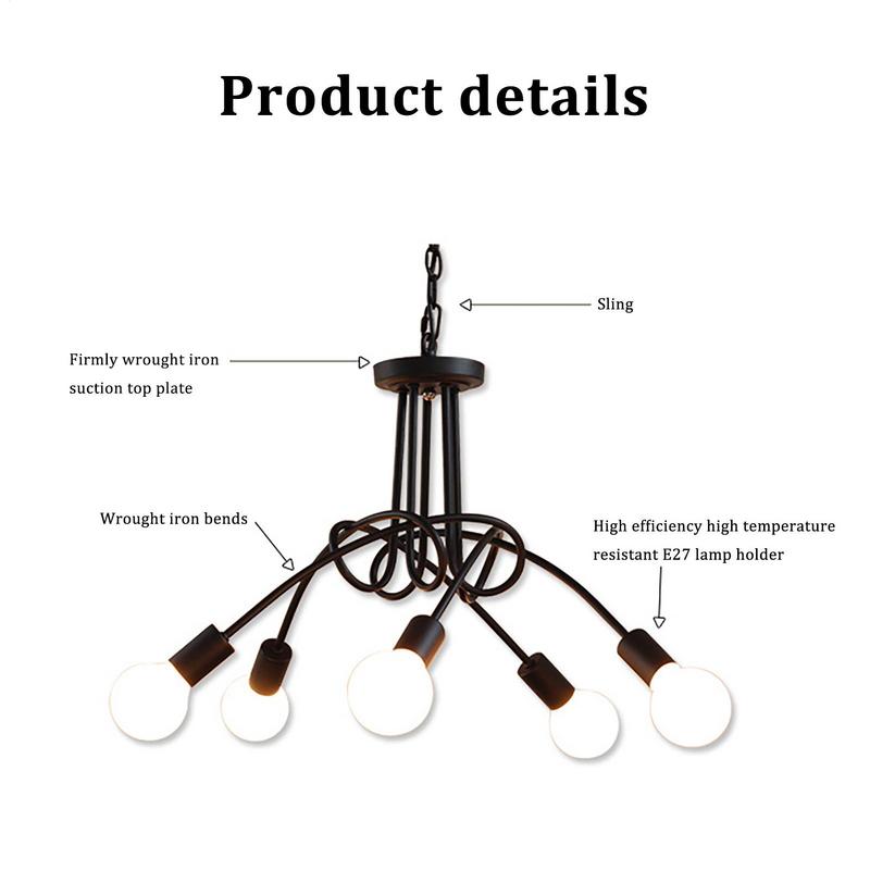 5 Light Sputnik Chandelier Modern Farmhouse Lighting Semi Flush Mount Ceiling Lamp Retro Iron Pendant Light For Bedroom Kitchen