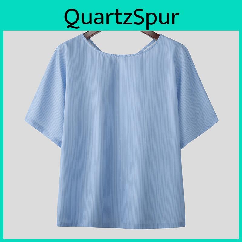 Incerun Men Short Sleeve Summer Striped Back Bow Knot Ruffled Party Tshirts