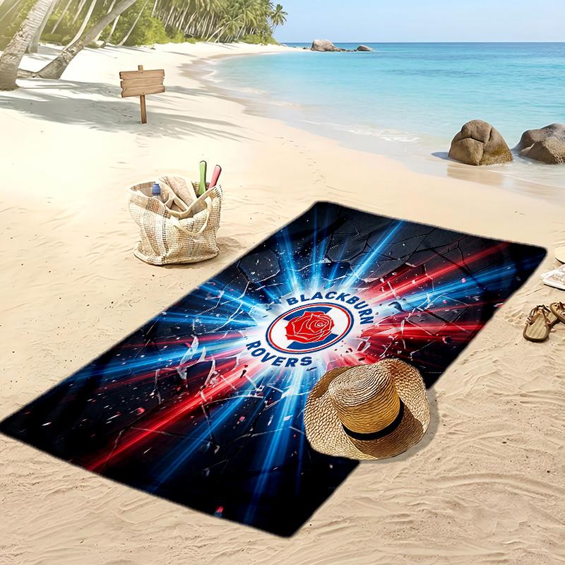 Blackburn Rovers Fußball Print Strandtuch, Großes Weiches Schnelltrocknendes Handtuch für Strand Camping Schwimmen