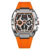 Multifunction Quartz Watches Mens Large Dial Fashion Tonneau Chronograph Watch Sports Silicone Strap,Date,Luminous