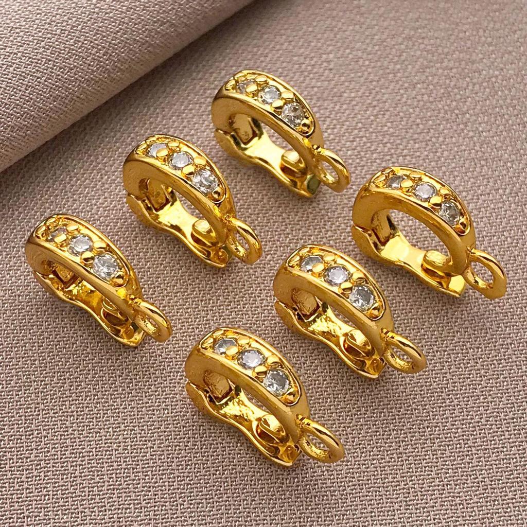 18K Gold Plated Zircon-Inlaid Openable Clasp for DIY Pearl Necklace Jewelry