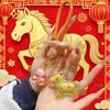 999 Pure Gold Year of the Horse Keychain: Attract Wealth and Good Luck—Cute Horse Lanyard for Wallet, Bag, or Phone, Ideal Business Gift