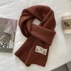 Korean version contains knitted wool solid color scarf women's winter thickened warm versatile high sense white scarf tide
