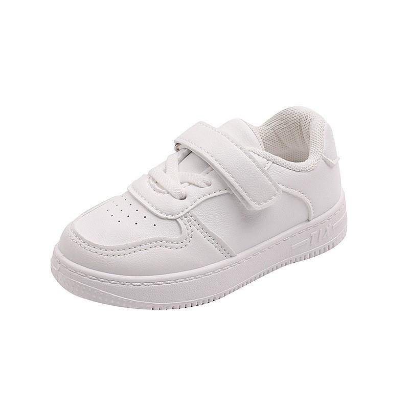Lightweight Kids Sneakers Boys Girls Toddler To Kid White Casual Running Shoes With Hook Loop
