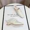 Fashion On A Wedge Shoes Woman 2025 Female Slippers Square Toe Beige Heeled Sandals Luxury Slides New Cover Black Designer Pleated