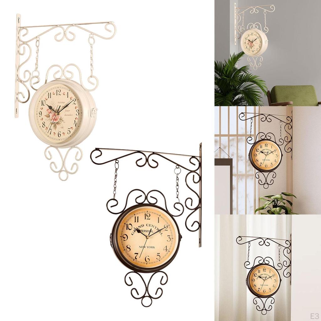 Antique Design Round Double-sided Wall Clock, Station Clock for Kitchen, Garden And Patio.
