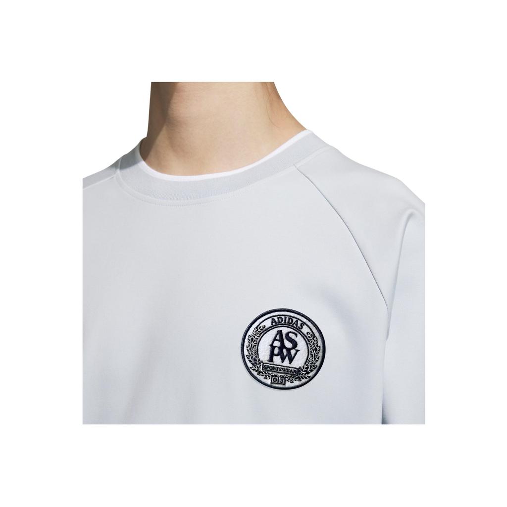 Adidas Verbiage Double Knit Sweatshirt With Letter Print And Color Block Collar Men Sweatshirt Light-Blue JI6459