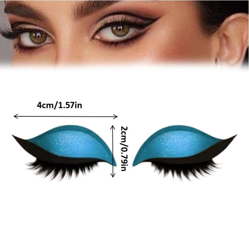 Samolepky na oční stíny a řasy, Líný oční stín náplast na řasy, 2 v 1 opakovaně použitelné samolepky na líčení očí samolepicí rychlé líčení