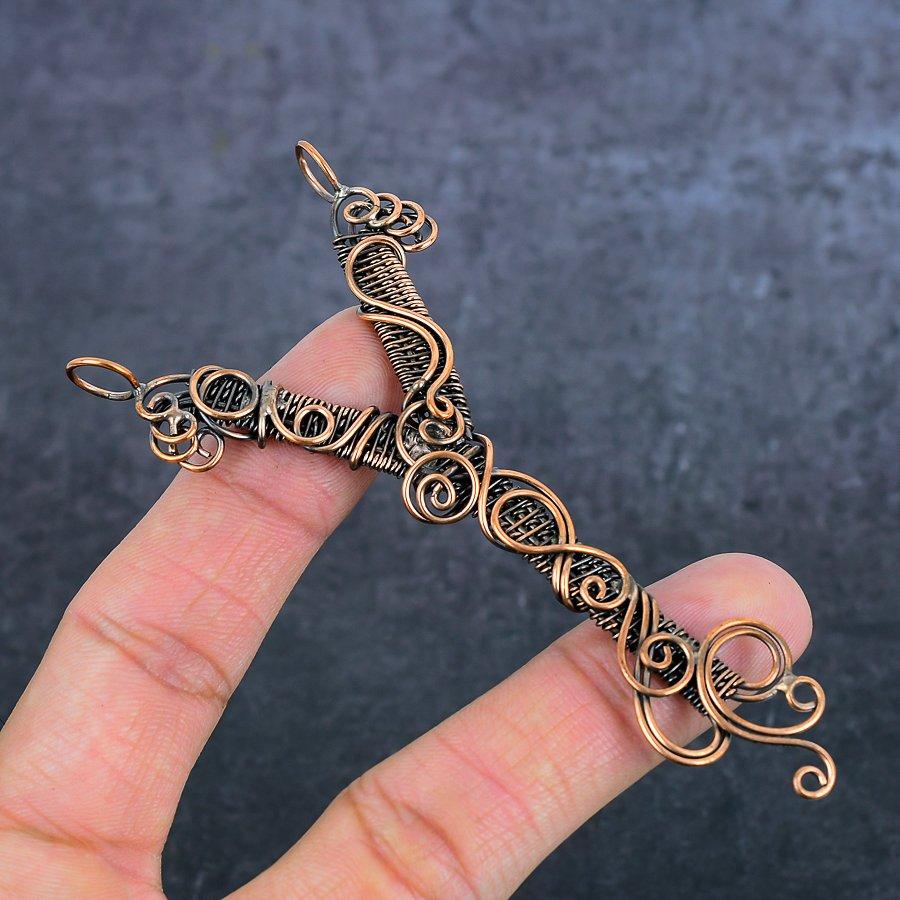 Y Look Gemstone Handmade Copper Wire Wrap Jewelry Pendant 4.18" V4Y12