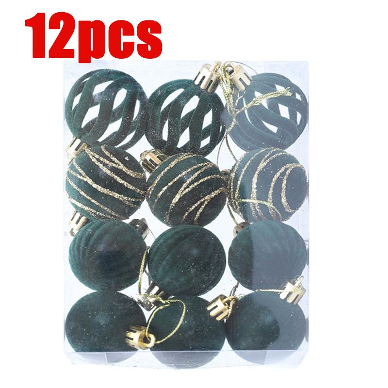 6cm 6/12pc Christmas Balls Ornaments Velvet Xmas Tree Hanging Ball Festival Party Home Wedding Decor Wreath Garland Pendant Gift
