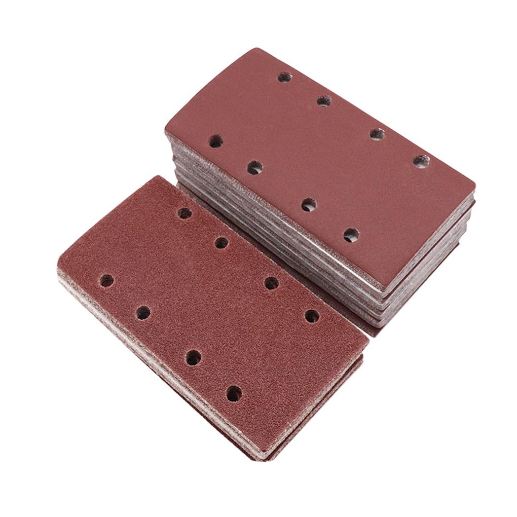 10pcs Self-adhesive Flocking 8-hole Abrasive Paper Wood Rectangle Sanding Polishing Paper 80 Grits