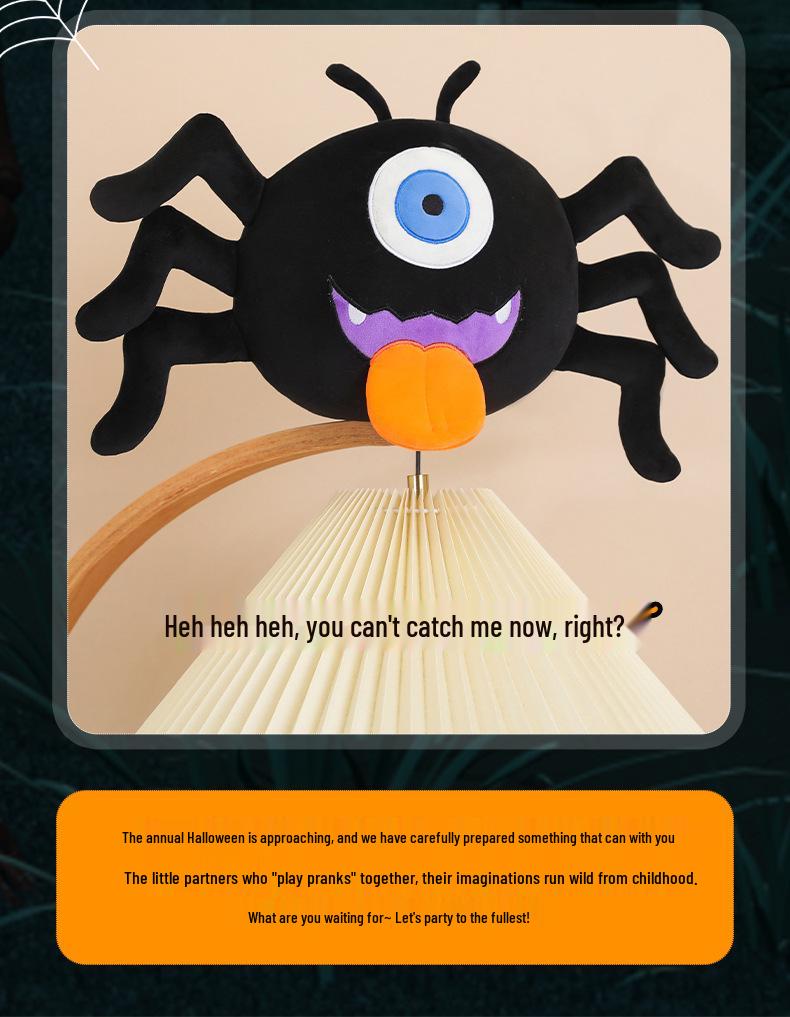 One-Eyed Spider Halloween Decorations: Black Animal Props for Pumpkin Party Scene