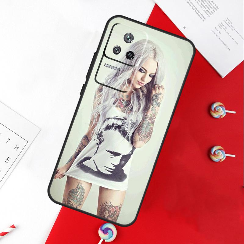 Sexy Sleeve Tattoo Girl Cover For Xiaomi 14T 11T 12T 13T Pro 13 14 15 Ultra POCO X7 Pro X3 X5 X6 F5 F6 M6 Pro Case