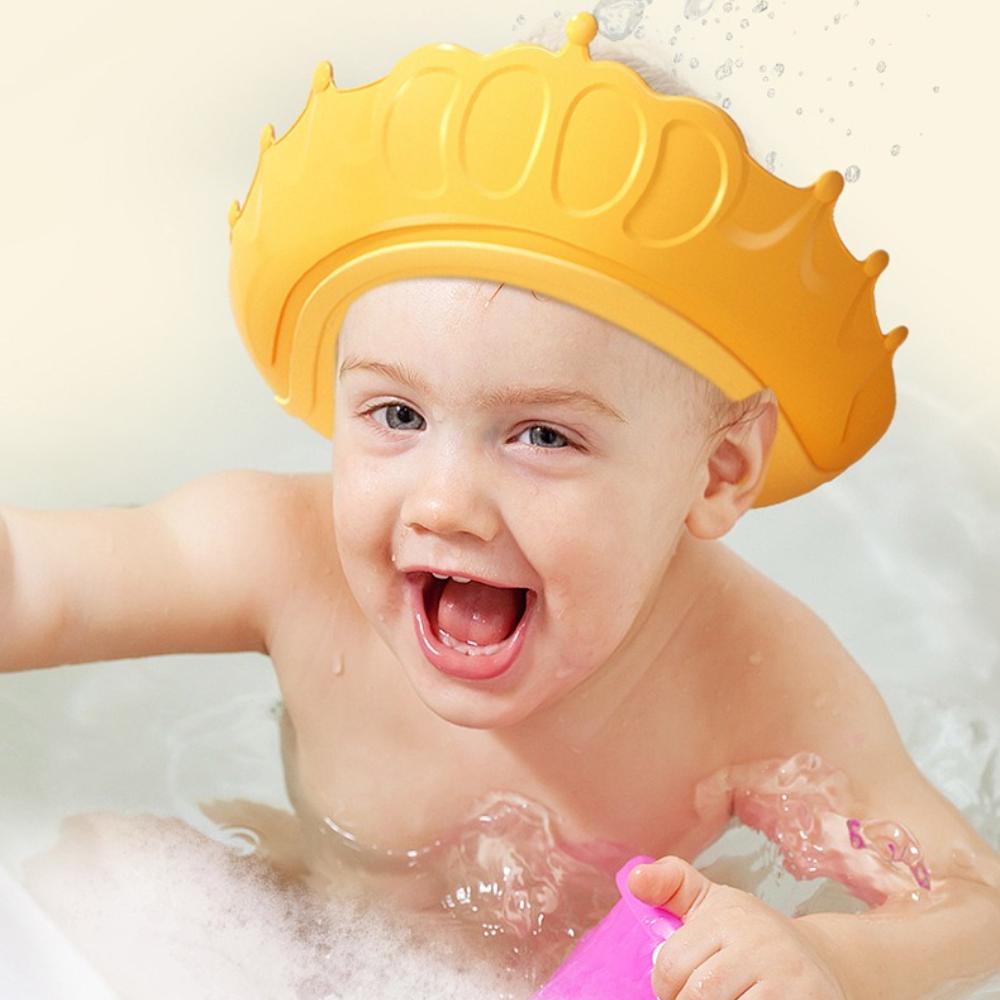 Elegant Crown Design Adjustable Bathing Cap Waterproof Reusable Hair Protector for Women Men and Family Care