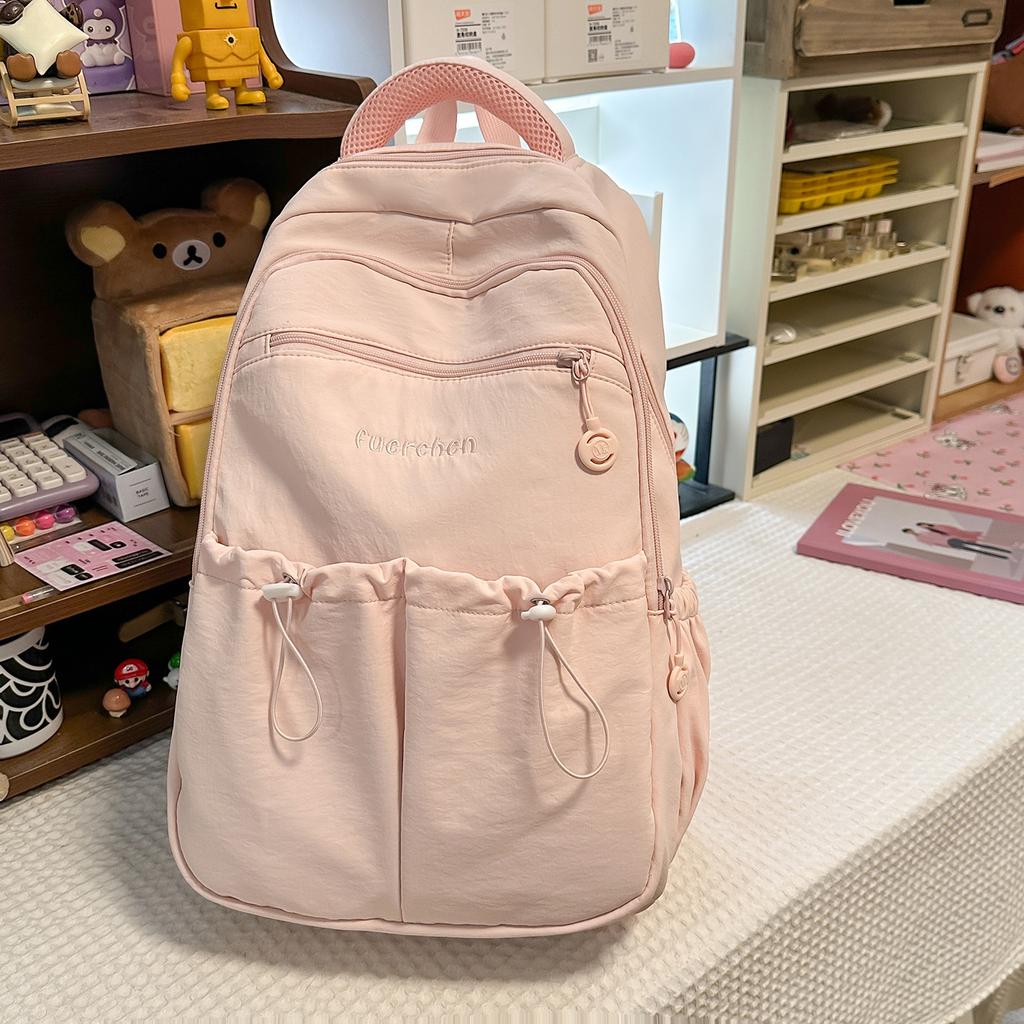 Schoolbag Fashion Pleated Drawstring Backpack New Outdoor Leisure Travel Backpack Large Capacity Fresh and Sweet Student School Bag