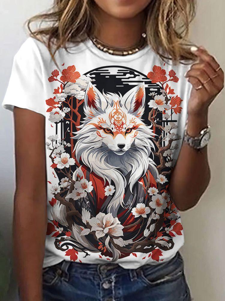 Summer Fox Squirrel T-Shirts Animal 3D Print Fashion Women Round Neck Short Sleeve T Shirt Tees Harajuku Y2K Top Female Clothing