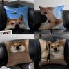 Cute Shiba Inu Cushion Cover Pillow Case Anti-Dustmite Invisible Zipper Silky Plush Cushion