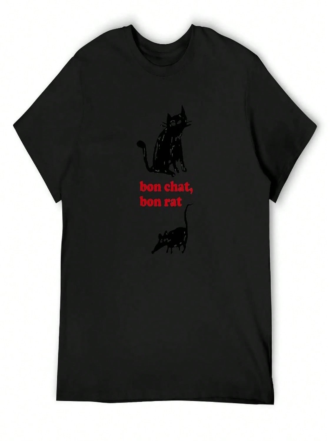 Bon Chat, Bon Rat (Black) T-Shirt Anime Stuff Korean Fashion Designer Shirts Plus Sizes unisex s T Shirts S разноцветный