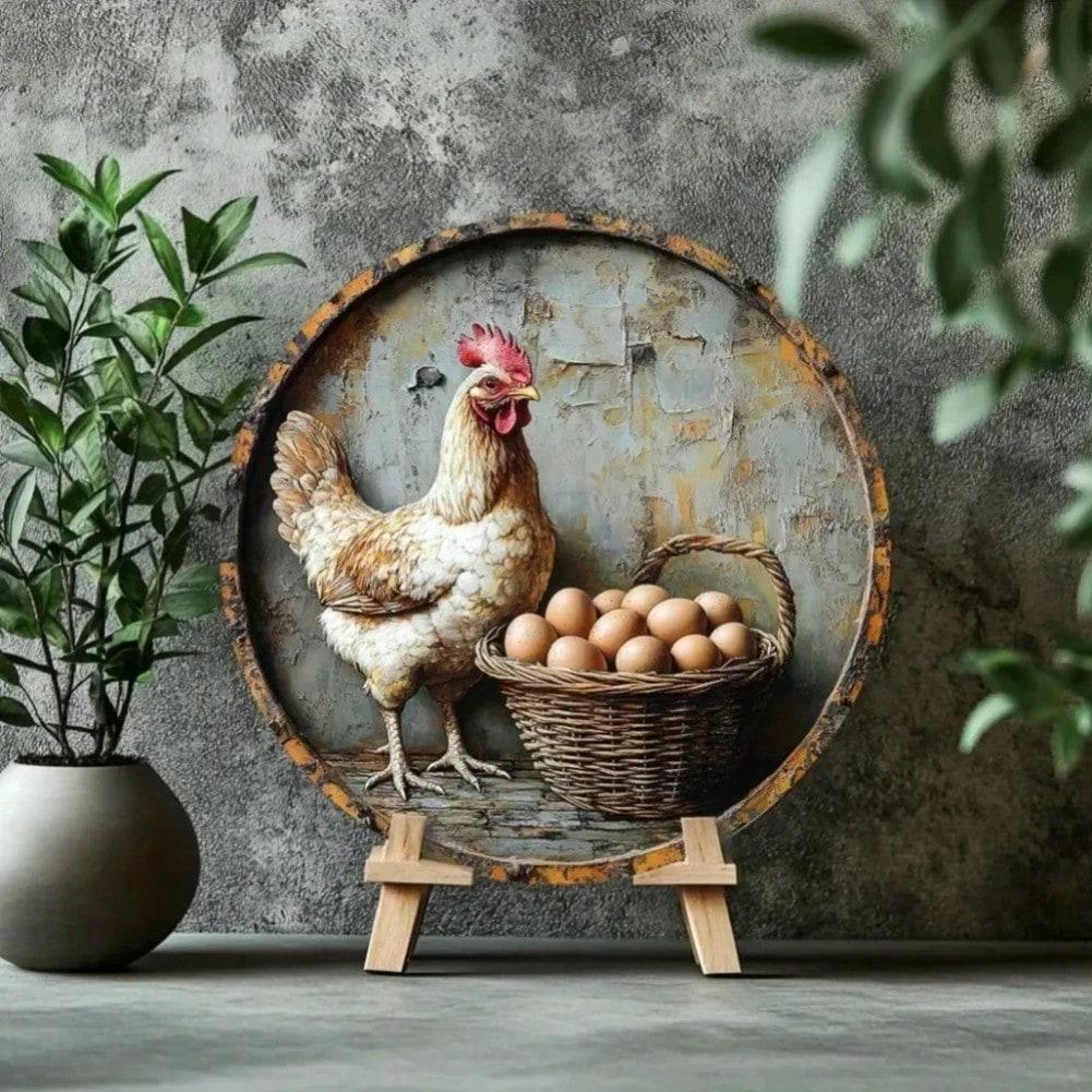 

Vintage Rooster Metal Wall Art Round Wreath Sign Farmhouse Decor Holiday Gift 20x20 разноцветный