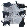 Mirror Design Cat Pendant Mold Animal Shape Silicone Mould Crystal Cat Charm Resin Mold DIY Keychain Earring Crafts