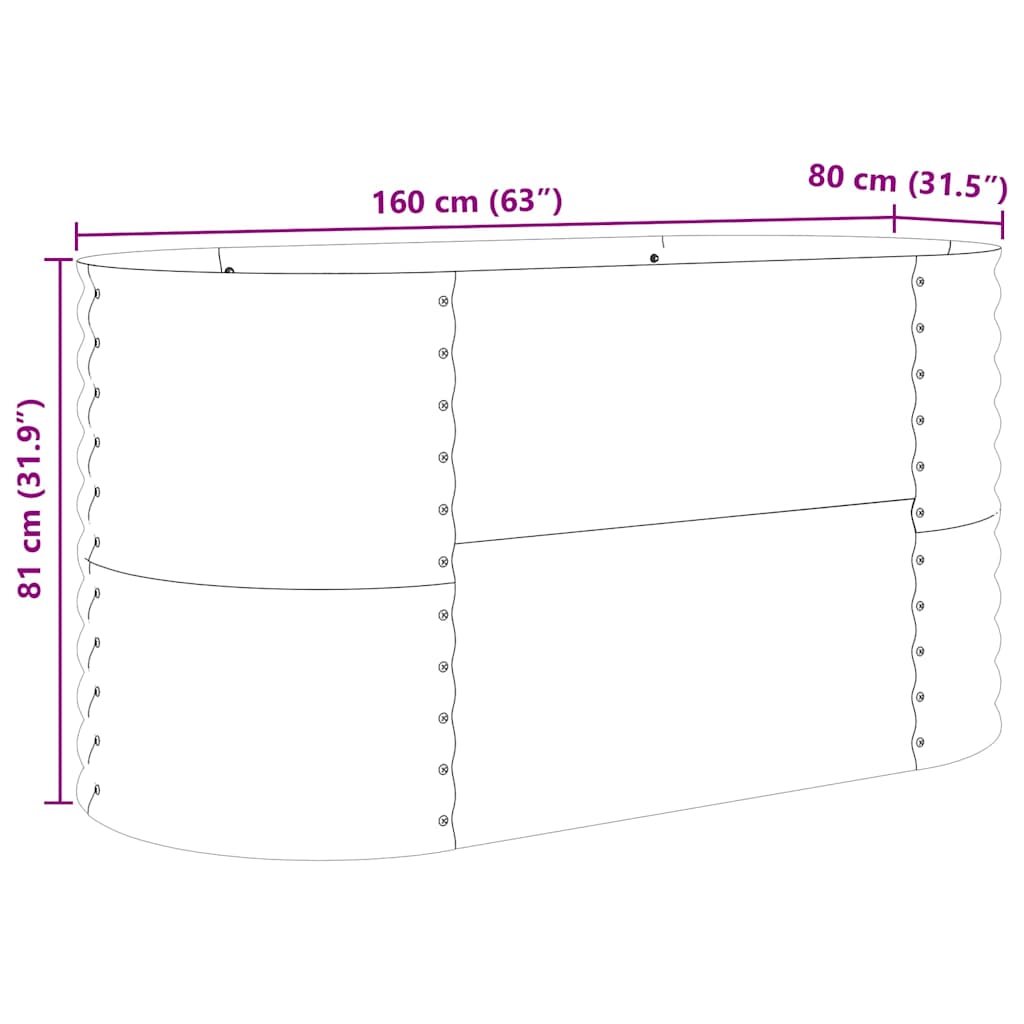 Elevated Garden Bed Brown 160 X 80 X 81 Cm Steel