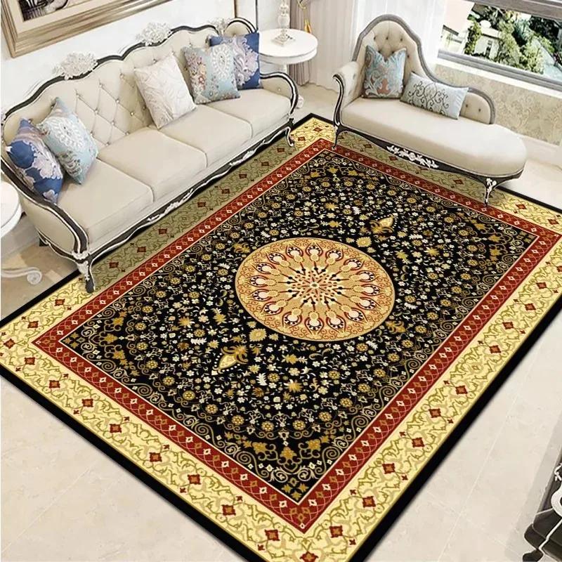 Bohemian Vintage Carpet Large Area Living Room Sofa Mat Bedroom Office Muslim Prayer Non-slip Machine Washable Rug Home Decor
