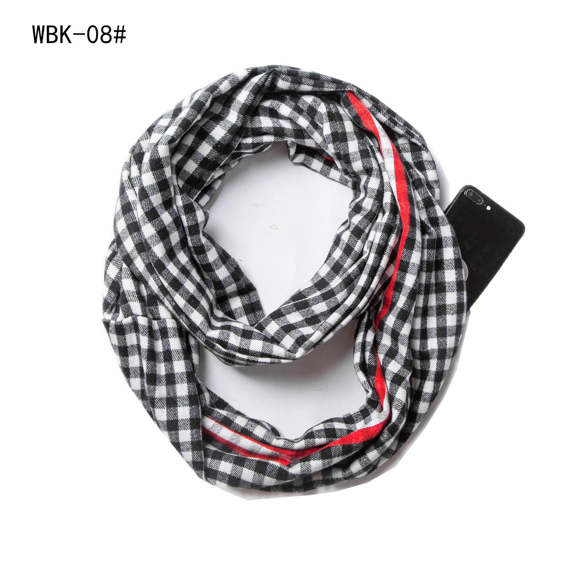 

Мужской и женский осенне-зимний теплый пуловер шейный платок модный клетчатый шарф на молнии с карманом для пар чёрный/белый