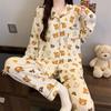 Plaid Long Sleeve Pajama Set with Pants – Spring & Autumn Style, Comfortable Home or Dorm Wear, Suitable for Outdoor Use