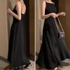 BEYANE Long Concert Party Wedding Adult Simple Long Open Cabaret High School Cocktail Evening Dress Dress, Dress, Dress, Black, Camisole, Satin,