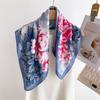 Blue Rhyme Flower Shadow Printed Silk Scarf Square Scarf High-End Shawl Versatile Neck Small Square Scarf Headscarf