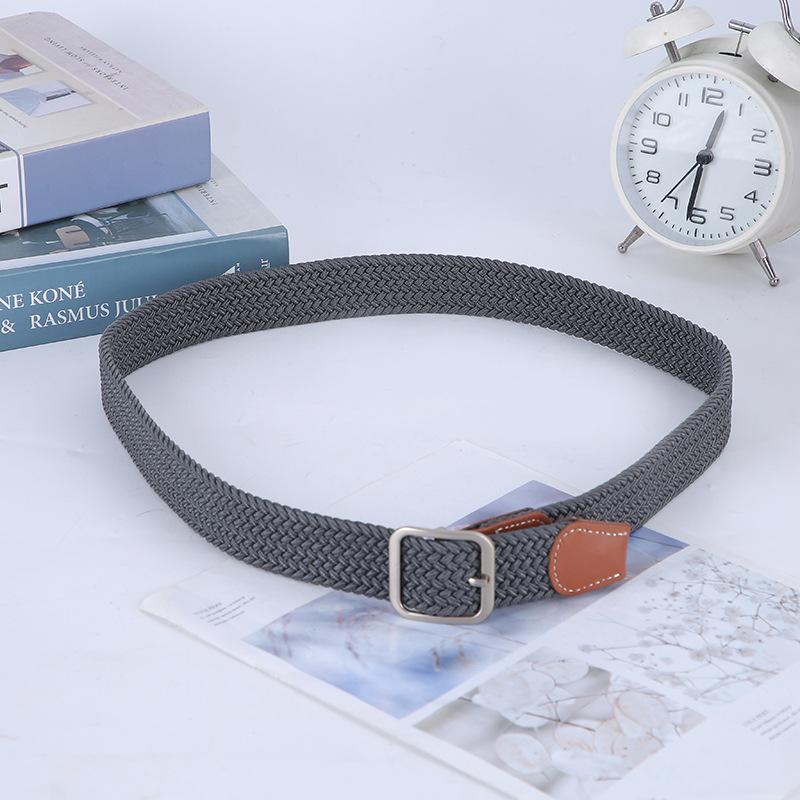 Non-Porous Non-Punching Pin Buckle Men'S And Women'S Same Woven Belt Elastic Elastic Casual Canvas Belt Student Belt