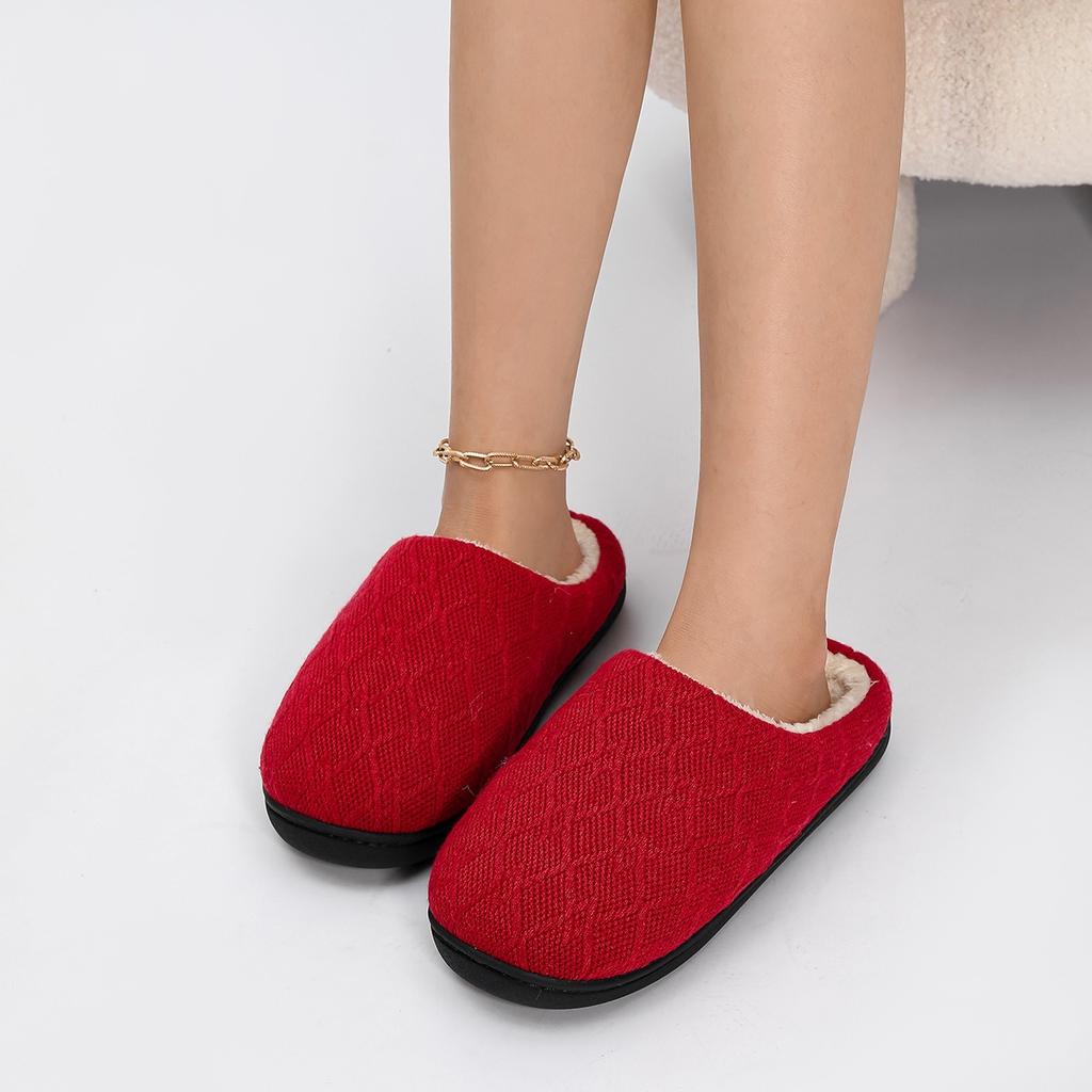 Fashion Plush slippers for home warmth couples cotton slippers non-slip plush thickened autumn and winter cotton slippers