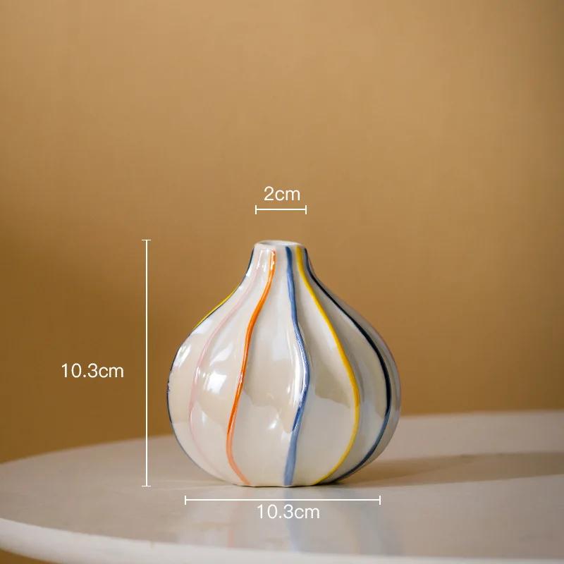 

Colorful Stripe Ceramic Vase Home Garden Home Decor Centerpiece Living Room Decoration Flower Pot for Grass Flower Vases