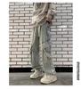 Men's Multi-Pocket Cargo Jeans - Loose Fit, Wide Leg, Spring/Autumn/Winter Casual Trend Pants