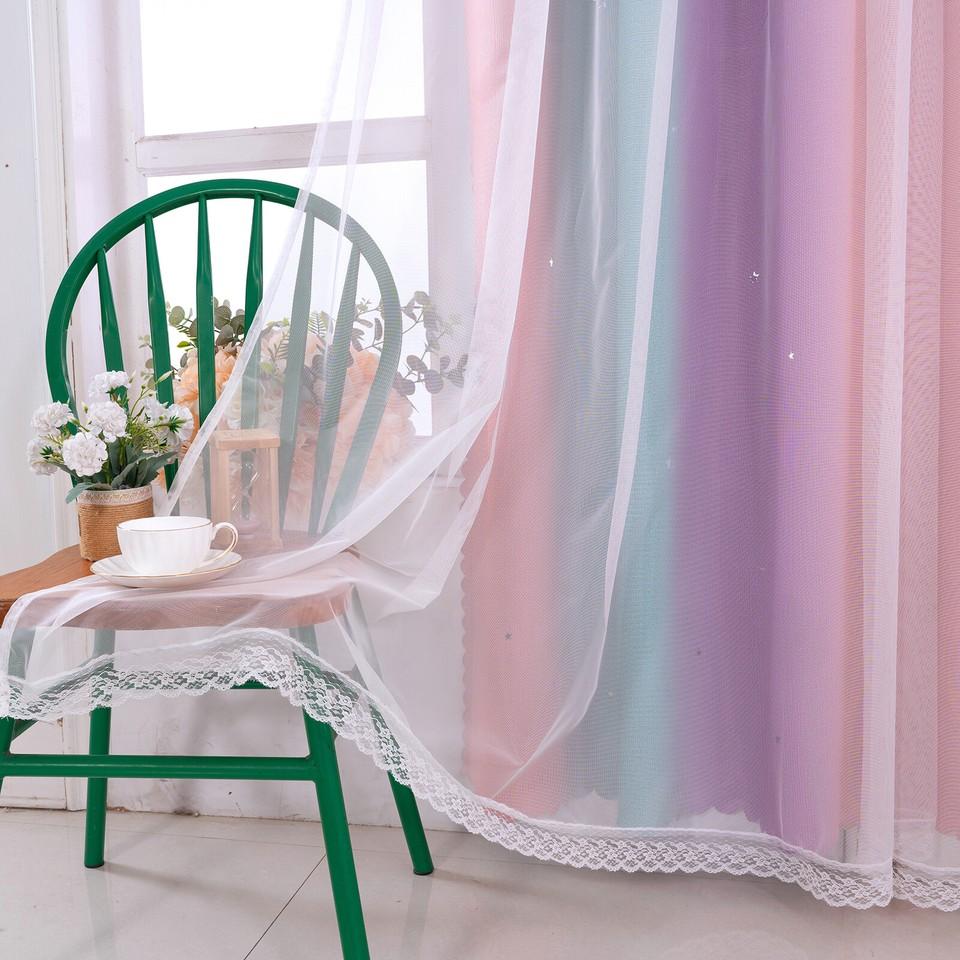 Children's Room Curtains with Eyelets, Voile Eyelet Curtains, Star Curtains